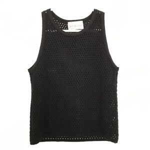 Vintage TWO ROADS Crochet Mesh Top XS/S Fit Black Sleeveless
